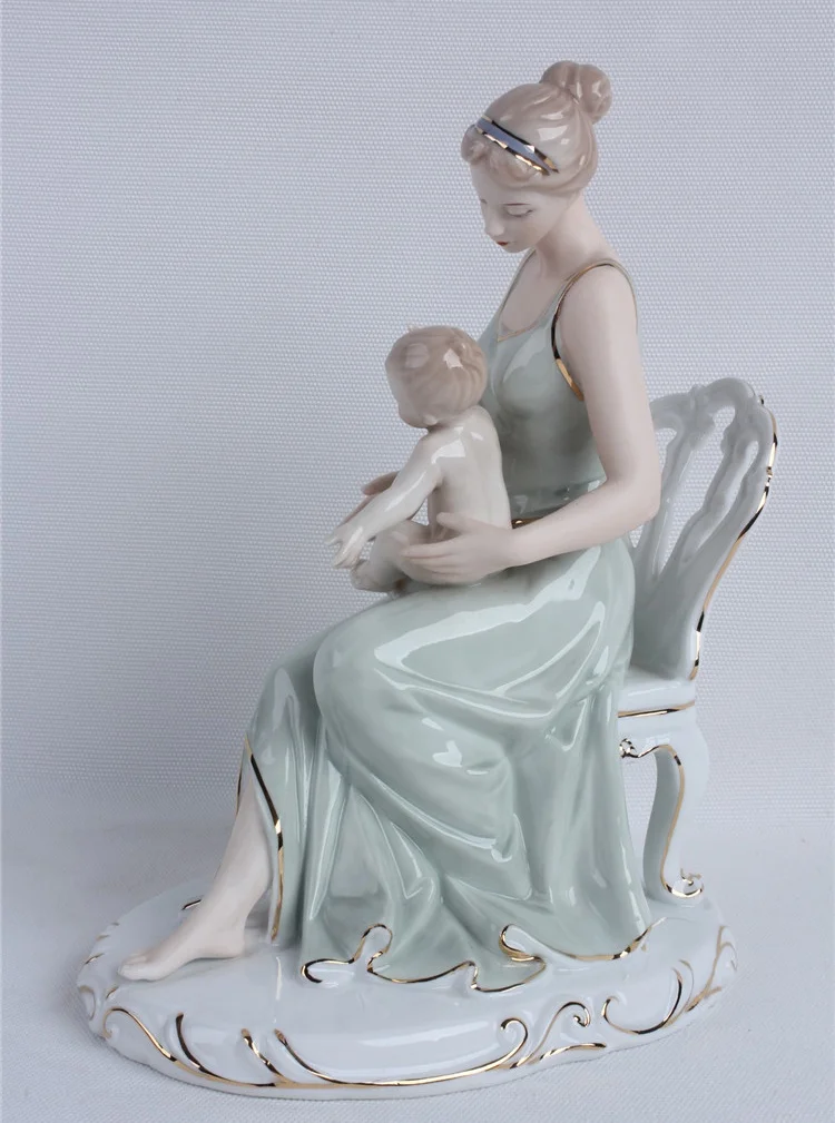 Imagem -03 - Porcelana Mãe e Bebê Escultura Cerâmica Estátua do Amor Materno Decoração do Agregado Familiar Presente Artesanal para o Dia das Mães e Aniversário