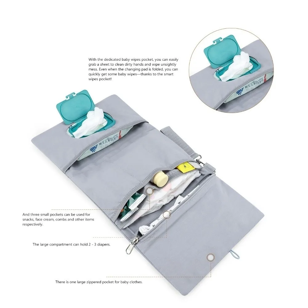 Cute Baby Hanging Diaper Bag Cotton Multi-Compartment Foldable Storage Pouch Diaper Pocket Convenient