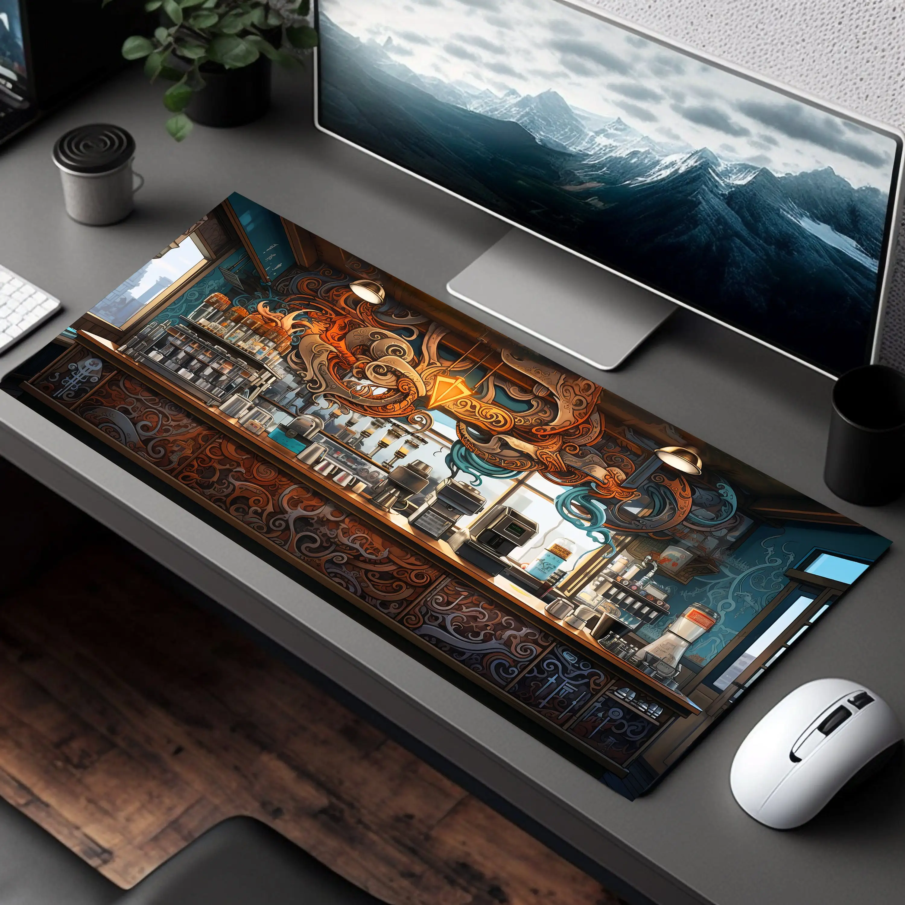 

Handmade Coffee Latte Shop Desk Mat,cute Mousepad,aesthetically Pleasing Deskmat,oversized Gaming Mats,gaming Setup for Players.