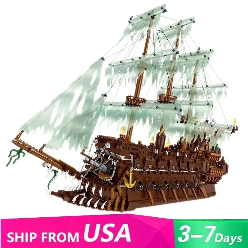 3652PCS MOC Il Volante Dutchman Nave Pirata Building Blocks Film Fantasma Modello Kit Giocattoli di Montaggio per Il Capretto Per Adulti Regalo di Halloween