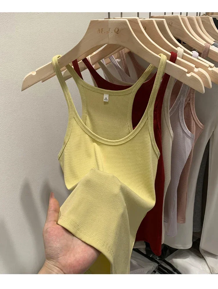 Layering Outerwear Tees 2026 Sommer Y2K Hot Girl Gestricktes Geripptes Damen-Camisole Figurformendes Ärmelloses Tanktop – Detail 24