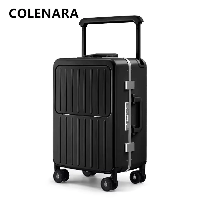 COLENARA Luggage New Front Opening Boarding Case Aluminum Frame Trolley Case 20