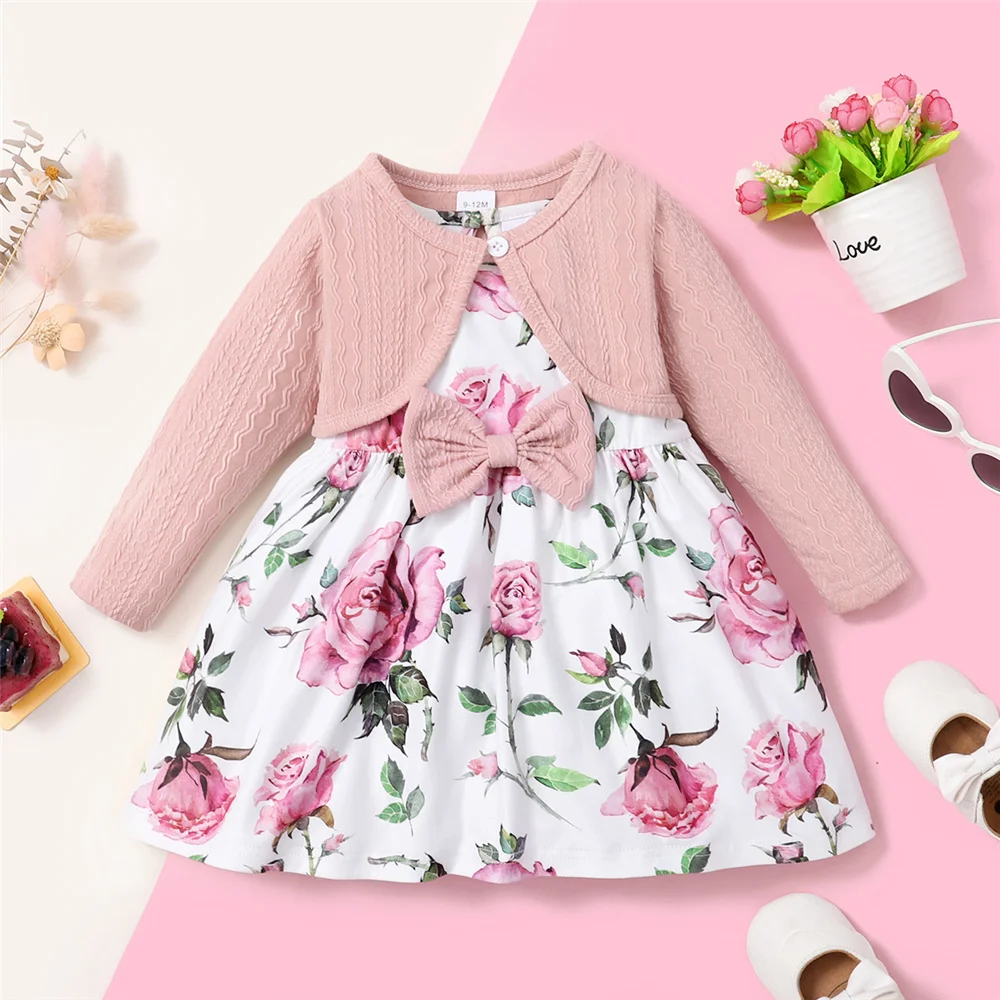 Baby Girl's Floral Dress with Cardigan 2