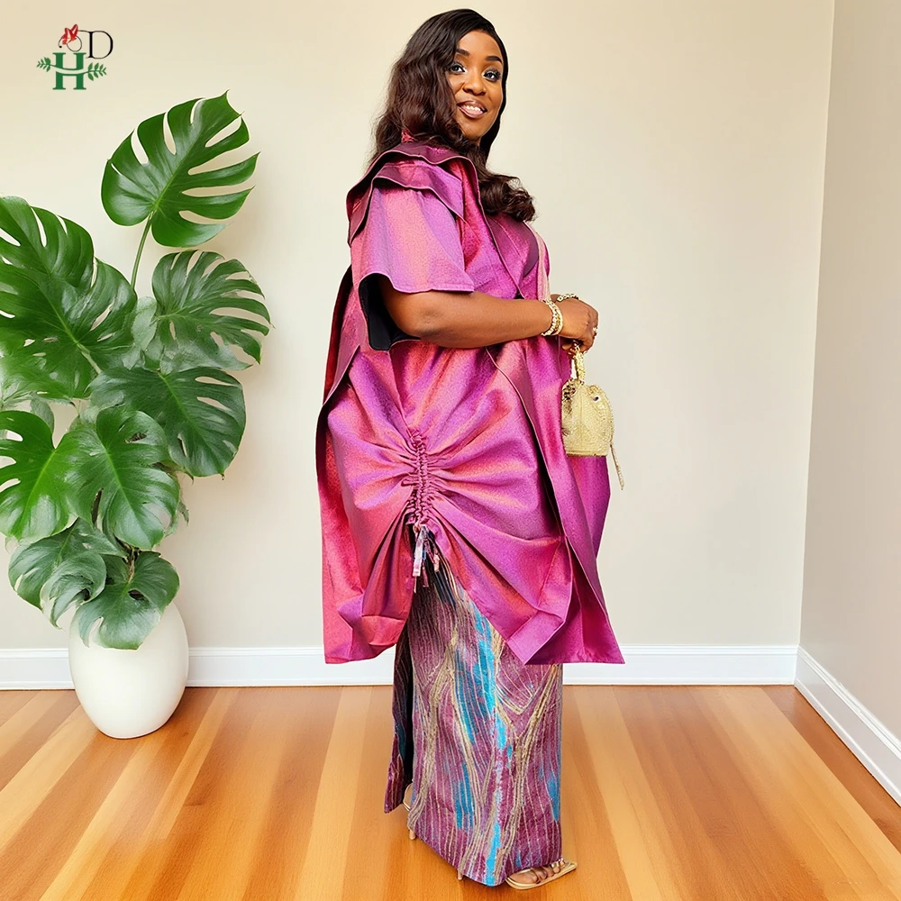 فساتين أفريقية للنساء تنورة بوبو صغيرة إسلامية 2 قطعة فستان قفطان عباية مقاس كبير رداء صيفي فاخر ملابس BouBou Djellaba