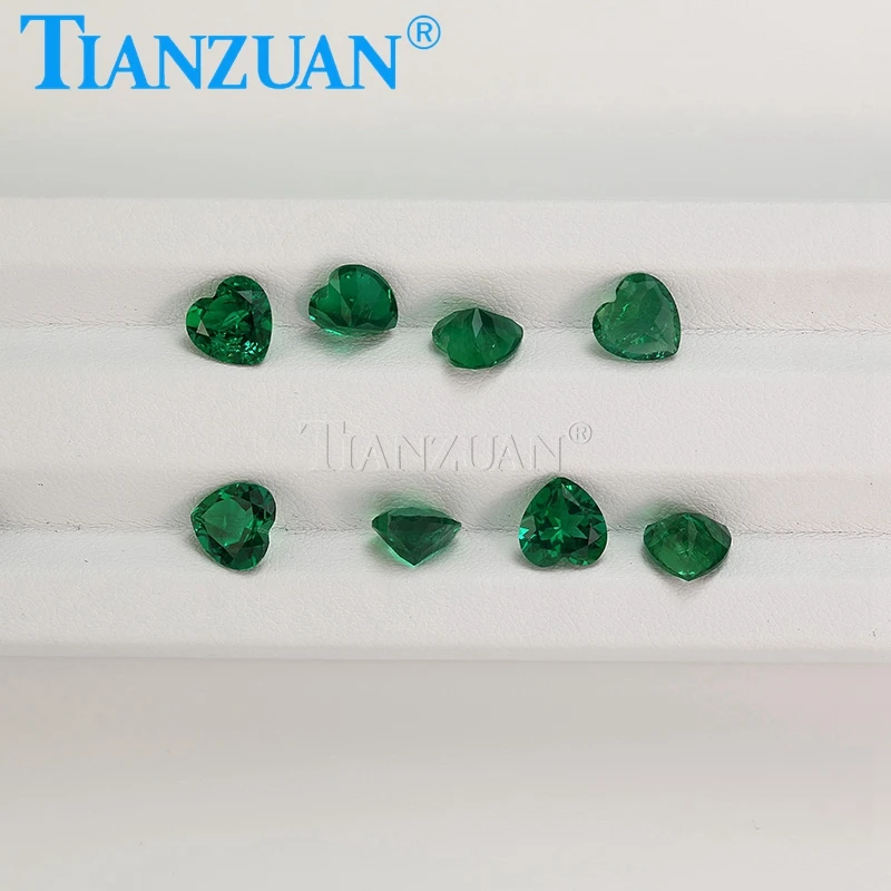 3x3mm to 5x5mm Lab-grown Muzo Emerald Heart Shape  Hydrothermal Green Emerald Beads Small Stone Loose Gemstone