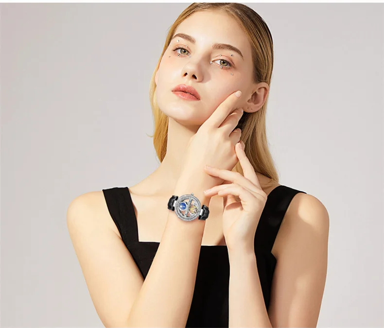 Women Automatic Mechanical Watch Top Brand Luxury Leather Waterproof Watches Ladies Skeleton Tourbillon Clock reloj mujer New S6632e9553ca546c393f14c5c6f22e74bP