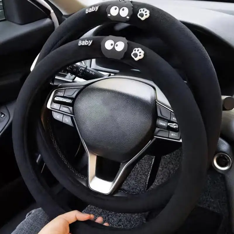 For Steering Wheel Cover Driving Wheel Cover Briquettes Auto Steering Cover Anti-Slip Auto Steering Cover Breathable Plush Car