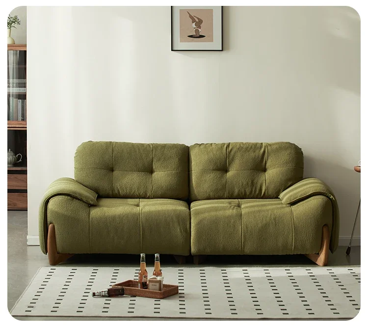 

Скандинавский диван из цельной древесины, кремовый, прямой ряд, для трех человек, съемный и моющийся, черный орех