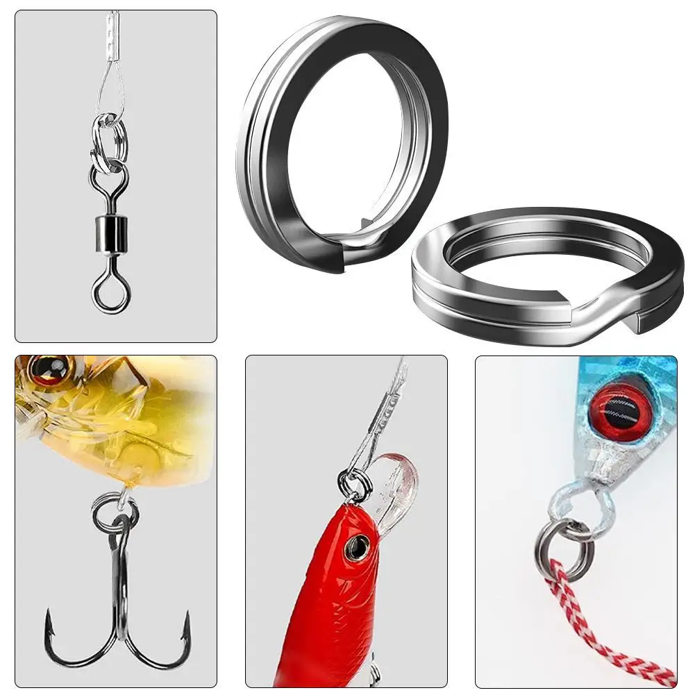 201Pcs Fishing Split Ring Fishing Pliers With Plastic Box 5 Size Stainless Steel Fishing Tools For Saltwater Freshwater