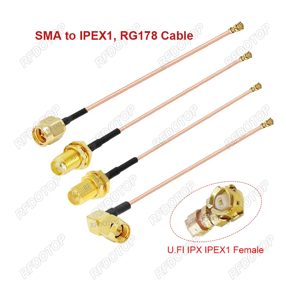 10Pcs/Lot SMA Male/Female to IPX U.fl 1 Female Connector Adapter RG178 RF Cable Pigtail Jumper for WIFI Router GPS Antenna