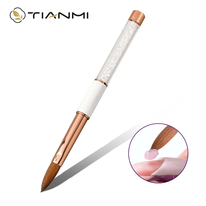 

TIANMI Kolinsky Acrylic Brush Crystal Handle Manicure Nail Brushes Gel Nail Extension Brushes Salon Carving Pens Home Nail DIY