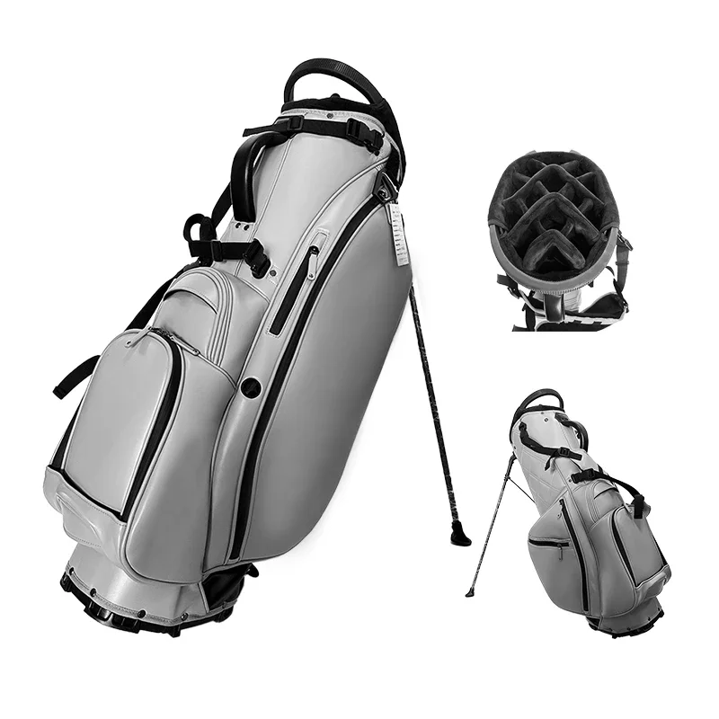 Waterproof Gray Light Weight Golf Bag Attachment PU Leather Ladies Golf Stand Bag