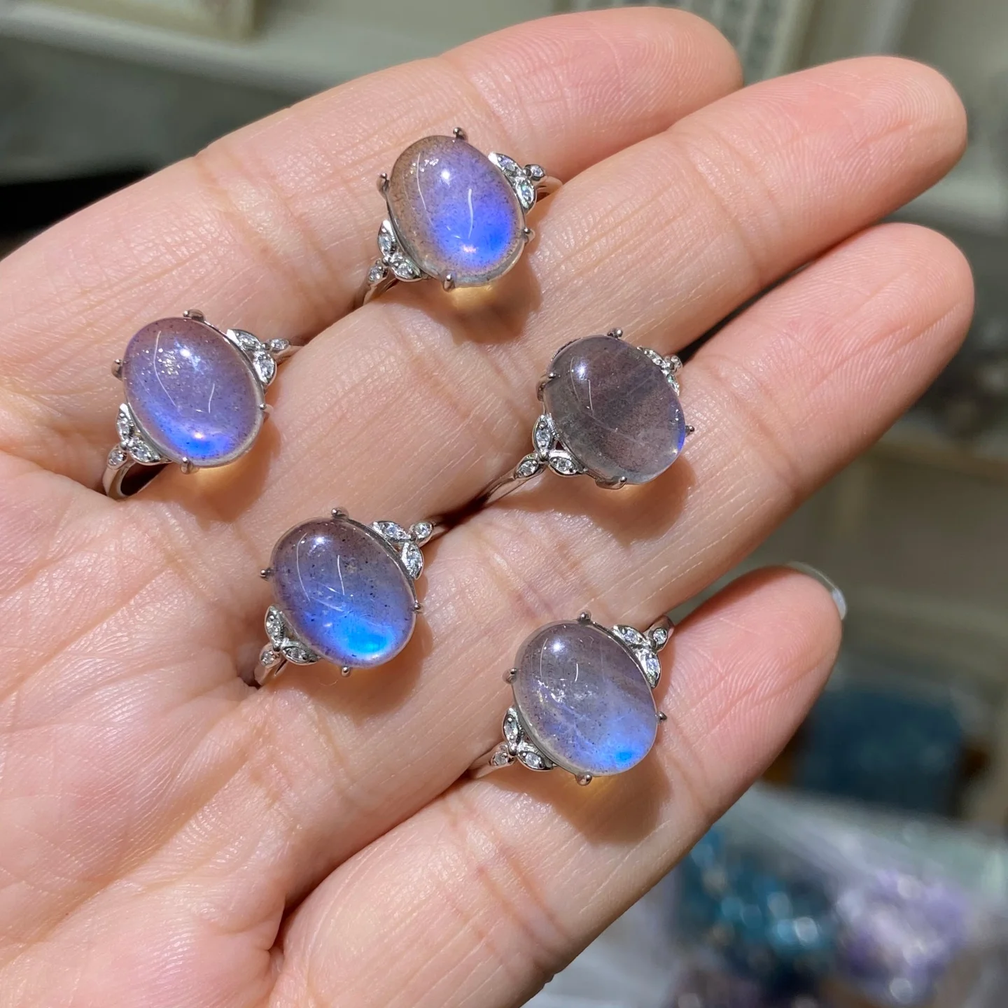 

1 шт. кольцо Fengbaowu из натурального серого лунного камня и лабрадорита, серебро 925 пробы, 8x12 мм, овальный кабошон, камень для Рейки, ювелирное изделие, подарок