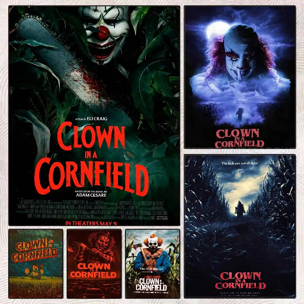 Clown in a Cornfield Poster Print For Bedroom Living Room Horror Movie Print Decor Scary Clown Films Canvas Painting Wall Art