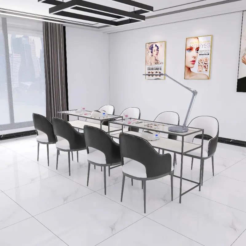 การออกแบบทําความสะอาดง่ายเล็บตาราง Designer กันน้ํา Simple เล็บแผนกต้อนรับแต่งหน้า Nageltisch เล็บเฟอร์นิเจอร์ Salon