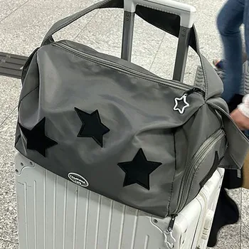 Sacola de grande capacidade para mulheres, Y2k Star, bolsa de armazenamento de viagem ao ar livre feminina, armazenamento de ginástica esportiva, saco popular coreano