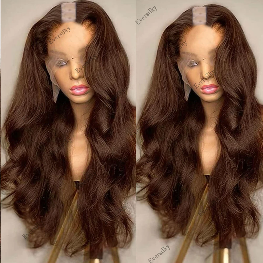 Chocolate Brown Body Wave U Part Wig Human Hair 100% Virgin Human Hair V Part Middle Half Wig Glueless Full Machine Made 30\