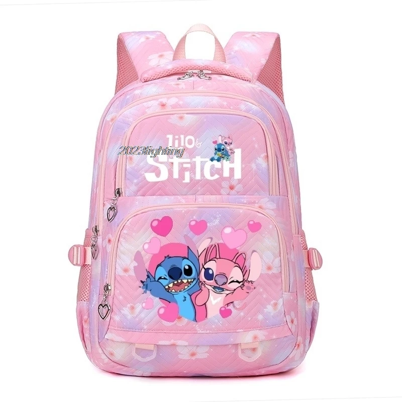 Lilo & Stitch Backpack Flowers Printe Large Capacity Lightweight And Breathable Outdoor Mochilas Women Men Laptop School Bags