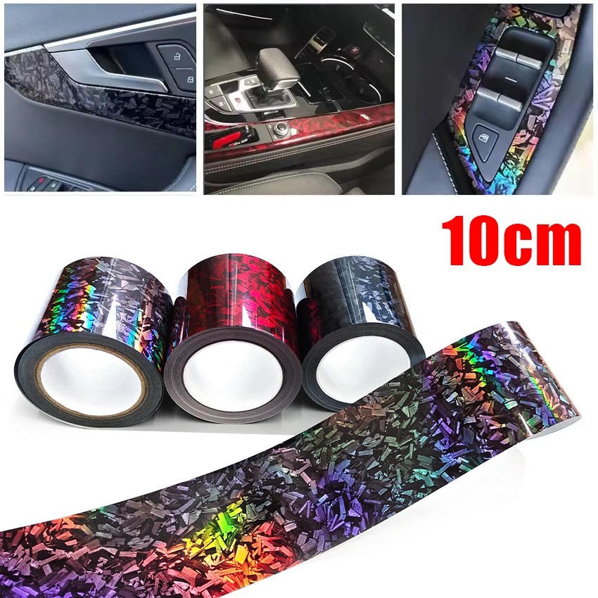 10x50/100/200cm 3 Colors Glossy Black Red Laser Forged Carbon Vinyl Wrap Film Decal Self Adhesive Car Wrapping Sticker
