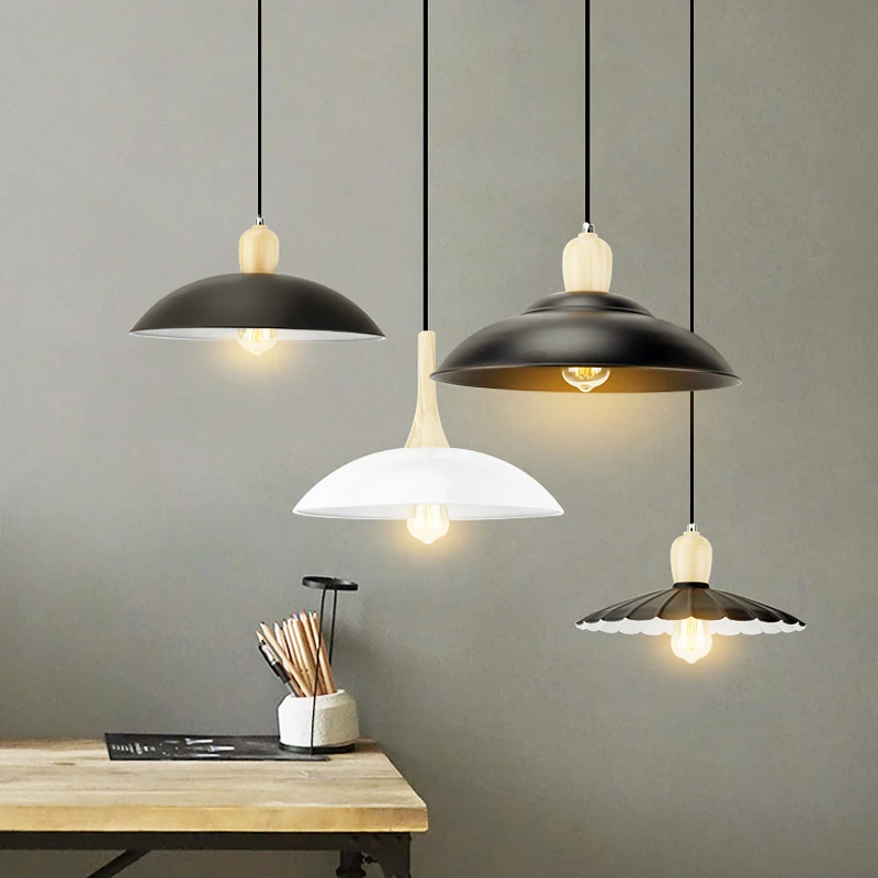 

Retro Industrial Style LED Pendant Lights Minimalist Ceiling Chandeliers Log style Home Decor E27 Dining Room Decorative Light