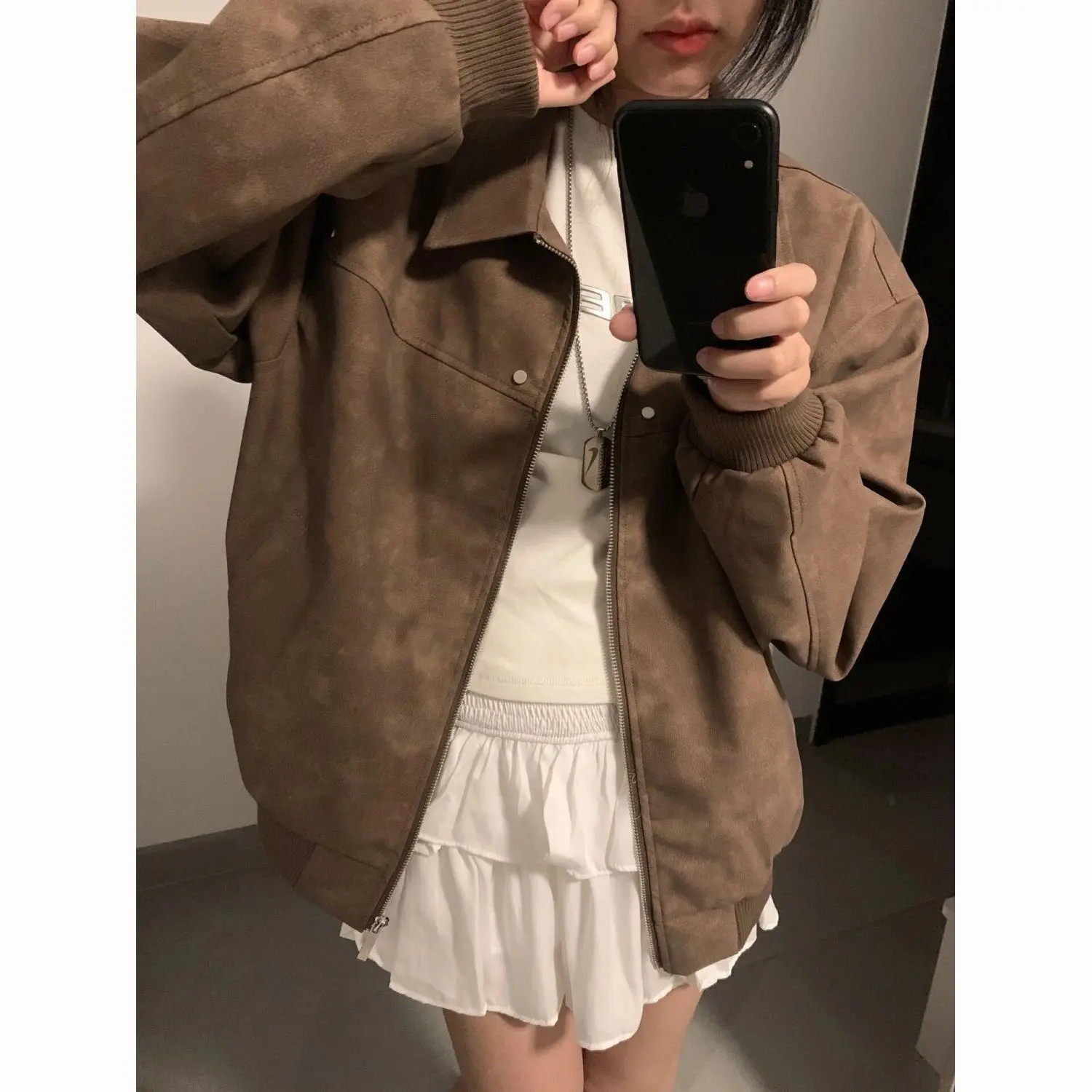 Couples Brown Leather Jacket Loose Fit American Style Retro 2026 Autumn Winter New Fashion High-End Feelings Outerwear
