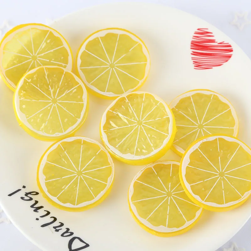 5PCS 5cm PVC Artificial Fruits Simulation Lemon Orange Slices Christmas Fruit Ornament Kitchen Wedding Fake Lemon Decoration