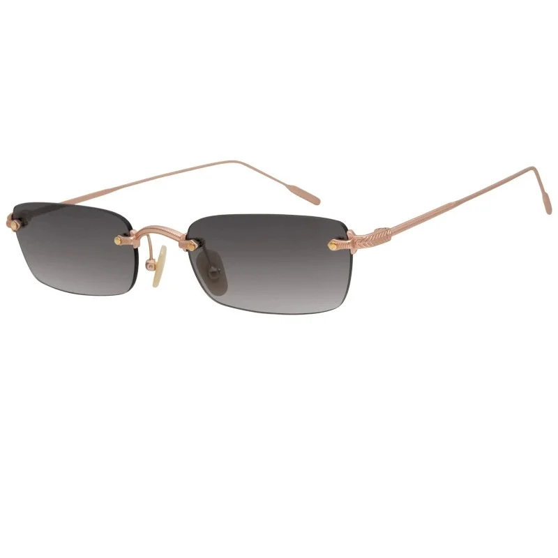 Belight Optical DAVEIGH OV1243S  Mini Square Shape Rimless Metal Men Women Cool Fashion Trendy Sunglasses With Case