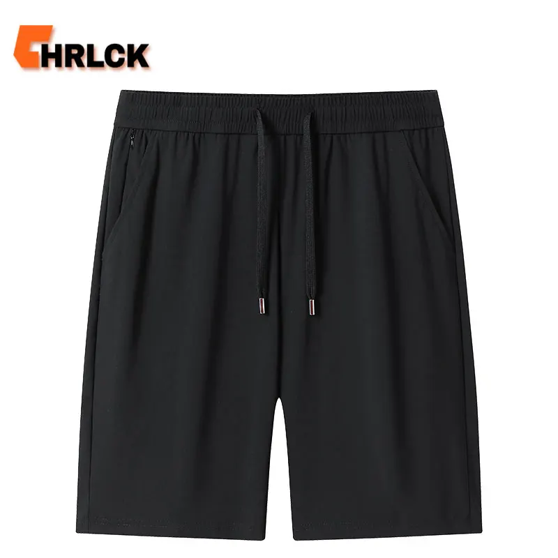 CHRLCK Plus Size Masculino Verão Fino Solto Shorts de Seda Gelo Calças Confortáveis Versáteis Shorts Casuais Respiráveis Shorts de Praia