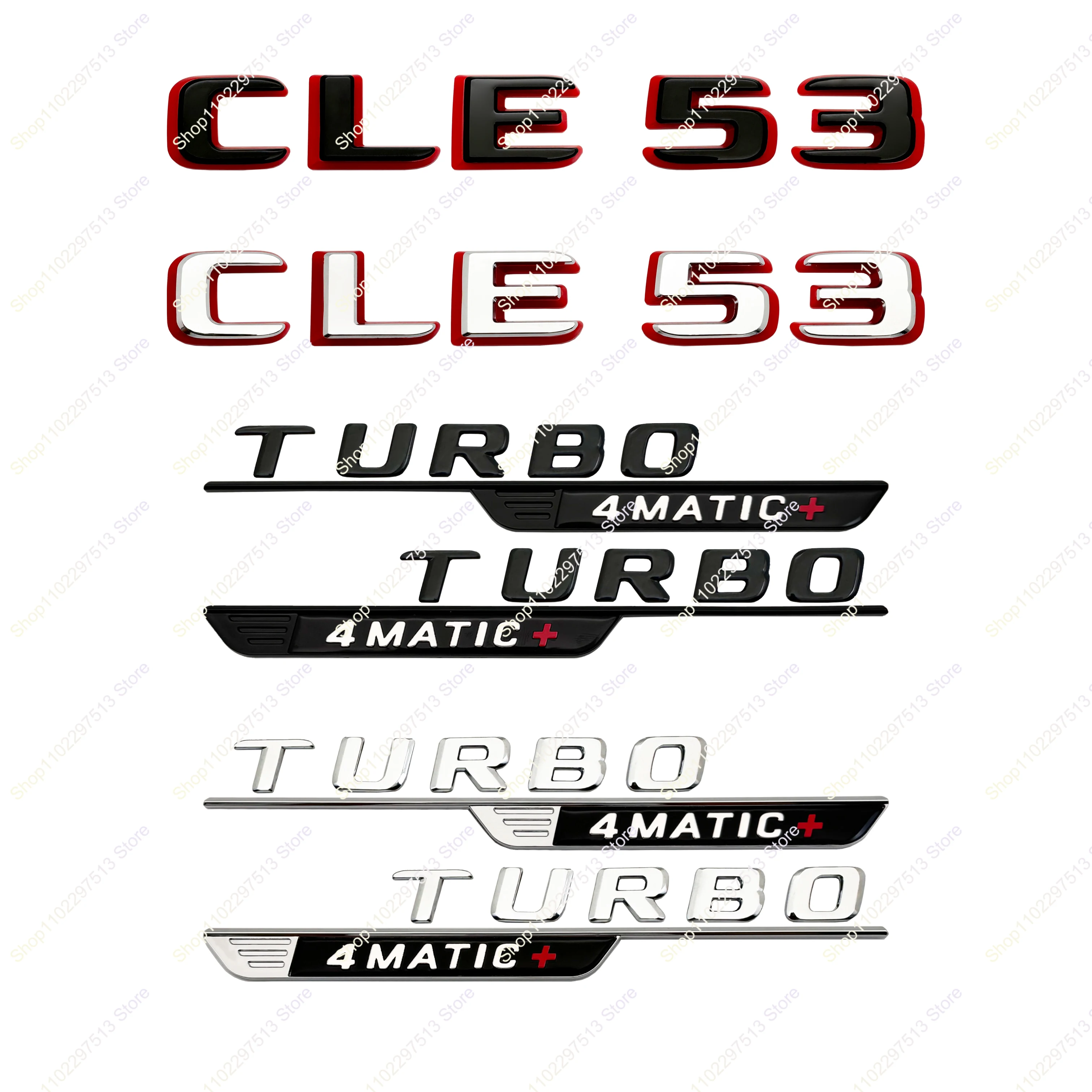 

New style Two tone Letters Numbers CLE53 TURBO 4MATIC+ Emblem for X214 Car Fender Trim Trunk Nameplate Logo Sticker