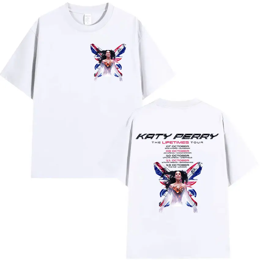 Katy Perry The Lifetimes Tour 2024 Print T Shirt Men Women Harajuku Fashion Short Sleeve T-Shirts Retro Oversized Cotton T-shirt