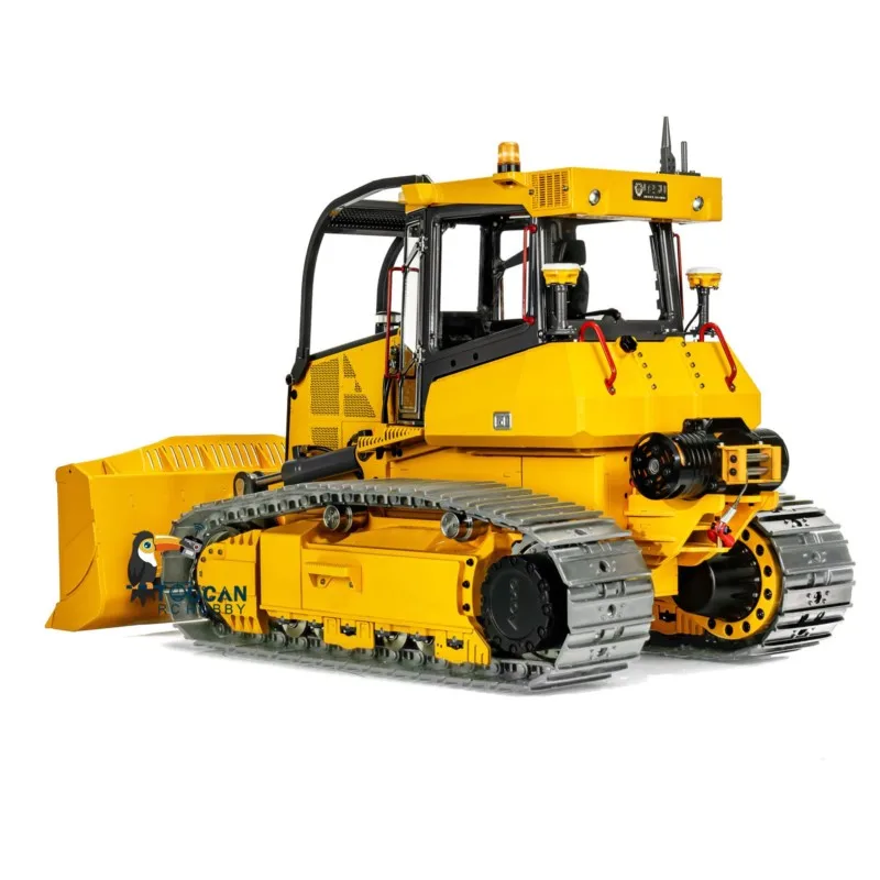 In Magazzino Metallo 1/14 RC Dozer Idraulico LESU Aoue 850K Verniciato Giallo Assemblato Bulldozer Engeerning Modello di Camion Giocattolo Macchina Regalo
