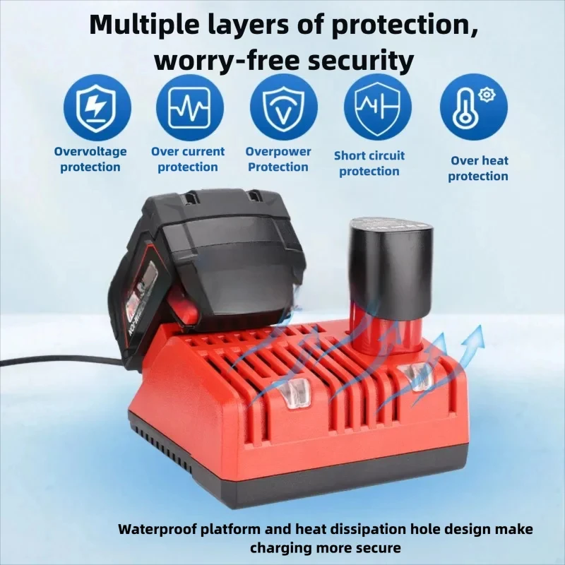 12V~18V 充電器 ミルウォーキー M18/M12/M14 バッテリー用 交換用リチウムイオンバッテリー充電器 EU/US/UK/AU プラグ LED 充電インジケーター