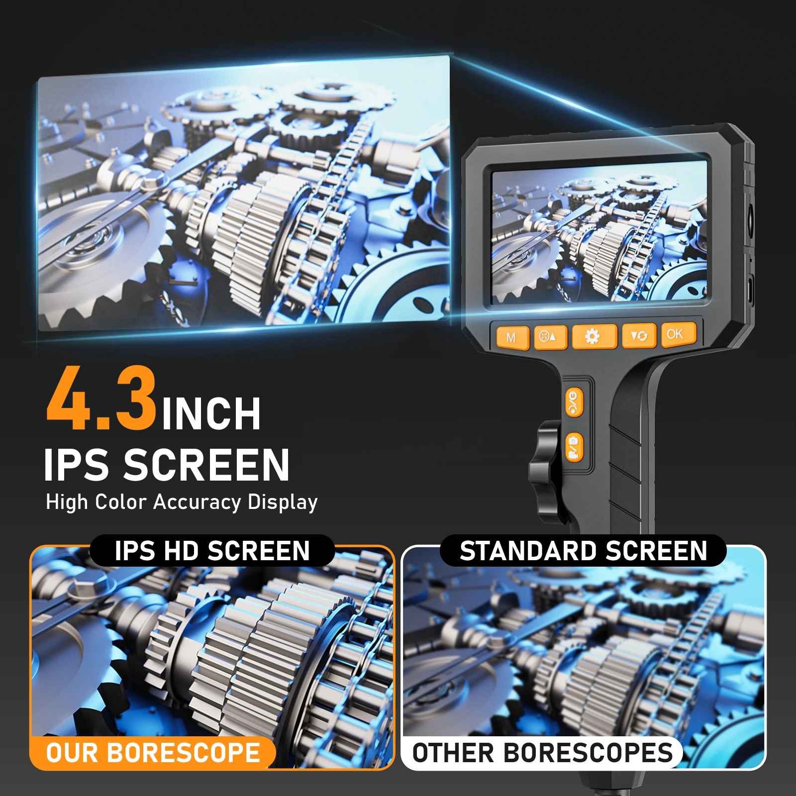 Two-Way Rotary 360 °Articulated Borescope Inspect Camera 4.3Inch For Automotive Repair Plumbing Inspection