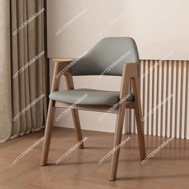 Nordic Style Dining Chair, Solid Wood Armchair with Wide Seat & Backrest, Durable Modern Coffee Shop Chair in Multiple Colors
