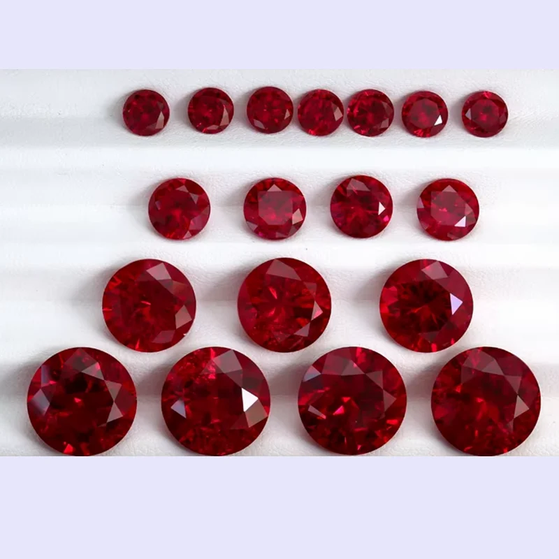Pretty Red Ruby Round Cut Pass UV Test Mohs Hardness Gem for Jewelry Making/Collection/Setting Stone