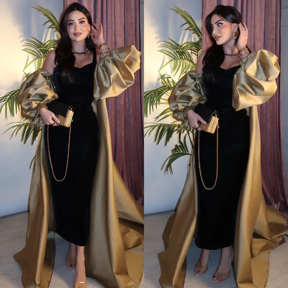 

Customized High Quality Sweetheart Ankle Length Sweep Train Puff Sleeves Elegant Dress Women for Wedding Party Vestido Lorie