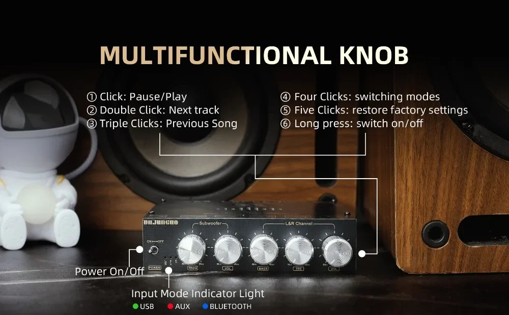 2*100W+200W Bluetooth Power Amplifier Board 2.1 Sound Card Subwoofer Theater Audio Stereo Equalizer Amp