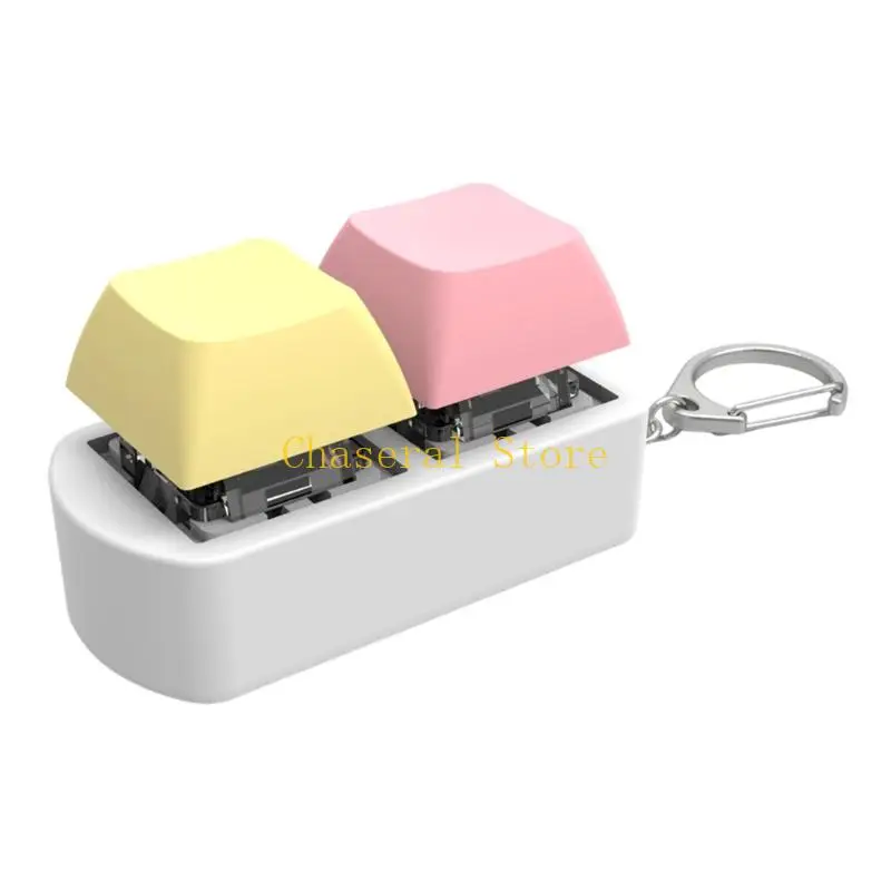 E7CE 2 Keyboard Press Tester Desk Toy For Stress Relief Finger Exercise Travel Friendly Sensory Keyboard Keychain Toy