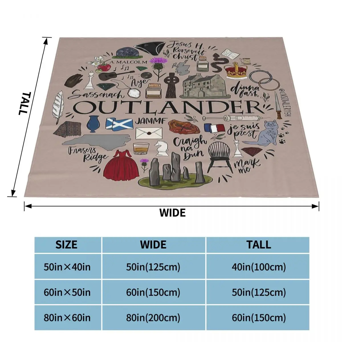 Outlander Anime Blanket Flannel Spring/Autumn Collage for Kids Adult Gift Lightweight Thin Throw Blankets for Bed Outdoor Quilt