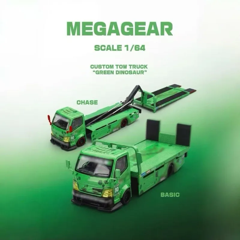 mt-mega-gear-1-64-h300-remorque-de-transport-a-plateau-plat-rose-avec-dinosaure-vert-tyrannosaurus-rex-modele-de-voiture-en-alliage-jouet-pour-garcon