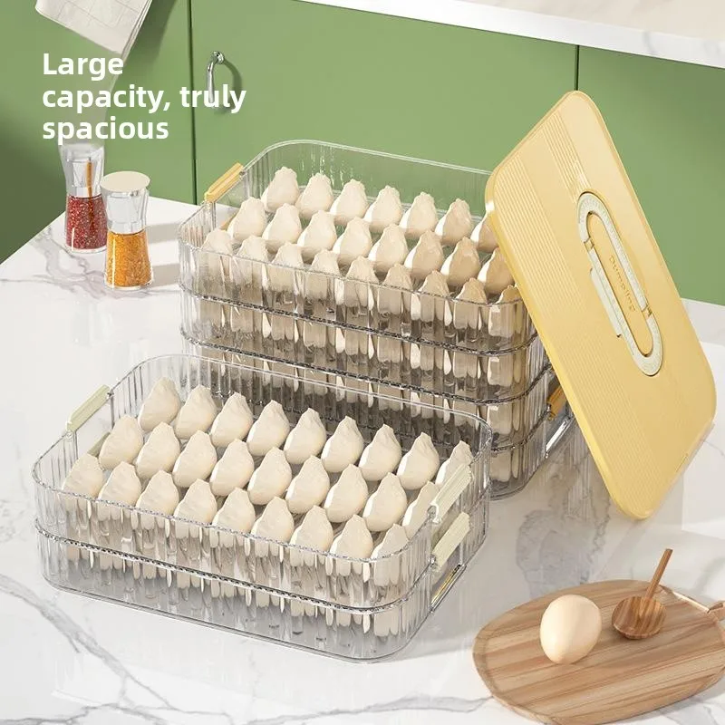 Food Grade Plastic Freezer Box Dumpling Storage Container Refrigerator Safe Quick Freeze Dumpling Timer Tool Kitchen Organizer