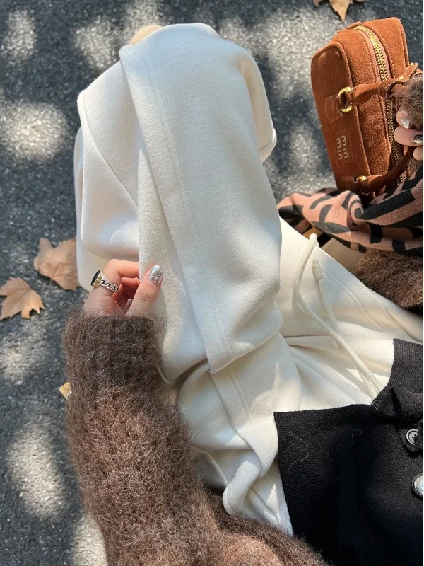 

Женские повседневные спортивные брюки с высокой талией и широкими штанинами, на флисовой подкладке, осенне-зимние, новые, модель Banana Curve Rice Noodle