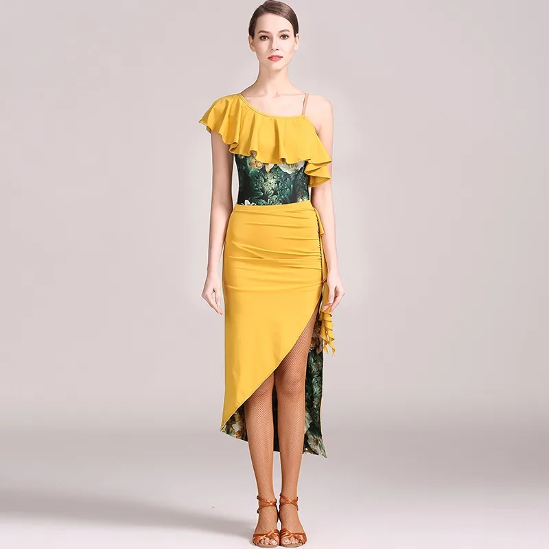 Robe de danse latine à bretelles personnalisées, ensemble de jupe double composite 1848 + 1849