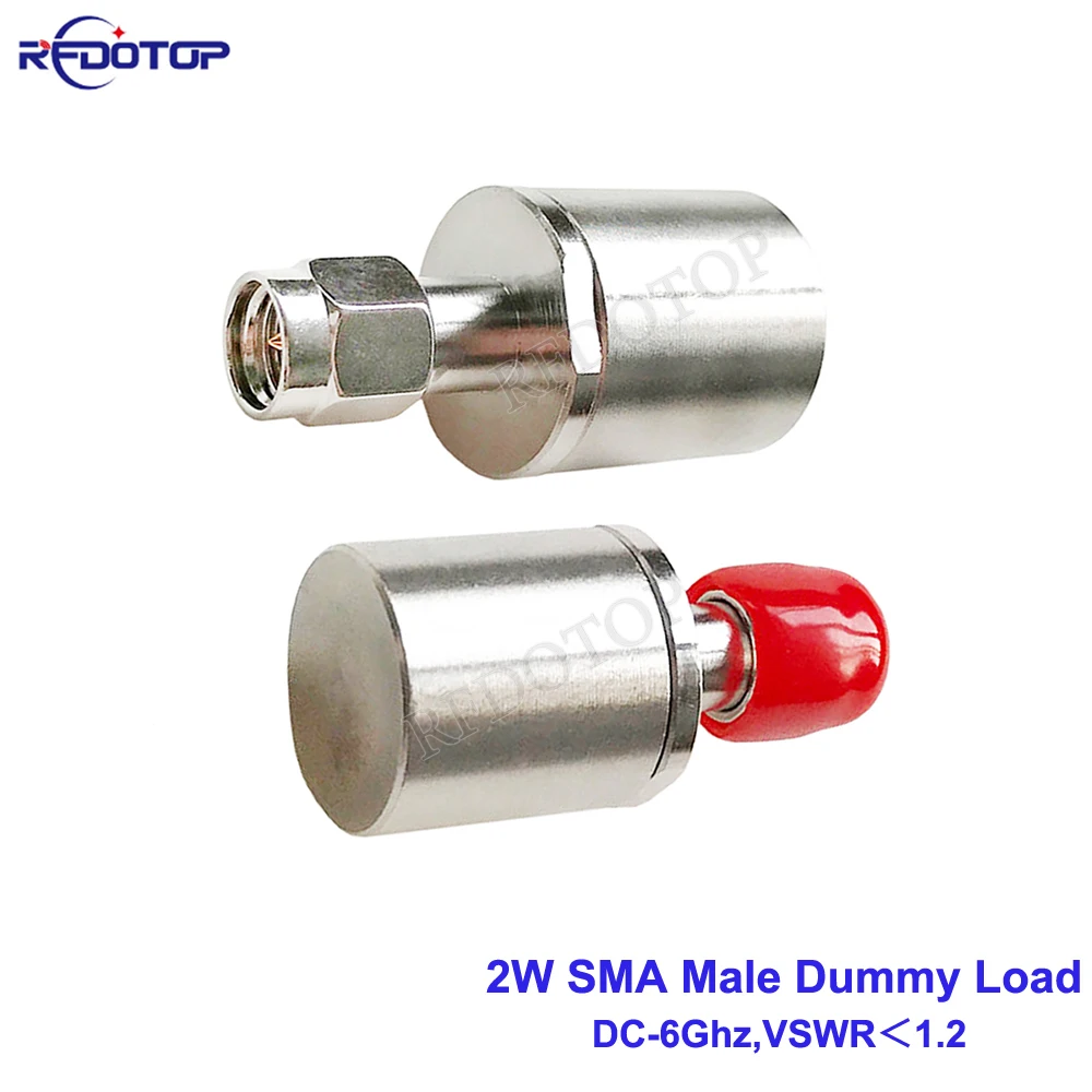 2W DC-6GHz SMA Male RF Coaxial Termination Dummy Load SWR＜1.2 50 Ohm Connector Socket Brass Straight Coaxial RF Adapters Nickel