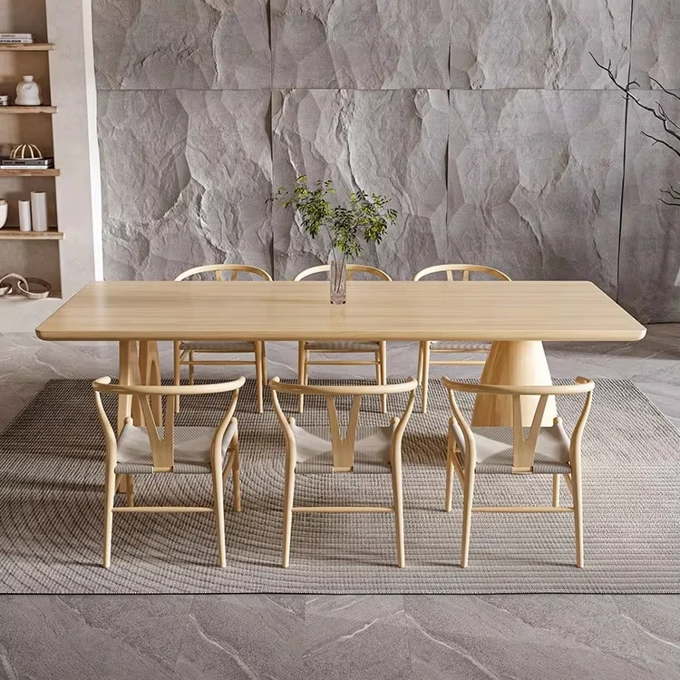 ^&Rectangular Dining Table Match 6 Chairs Home Simple Creative Custom Furniture Office Shape Pine Solid Wood Table