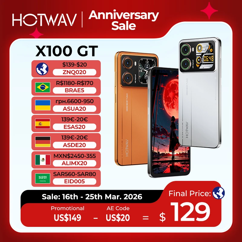 HOTWAV X100 GT Android 16 Smartphone 6.9'' 120Hz 48MP 5160mAh 20W Mobile Phone with Second Screen 8GB 256GB IR Blaster Cellphone