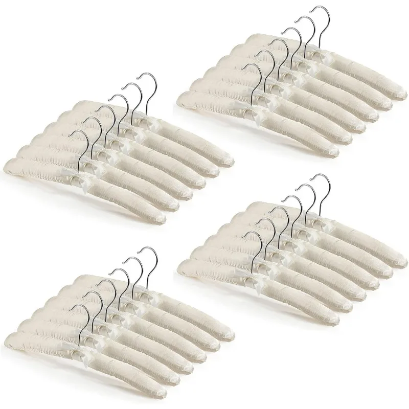 

Satin Padded Hangers with 360 Swiveling Hook Sponge Shoulder Pads Hanger for Coat Sweaters Blouse Wedding Dress Women Cloths