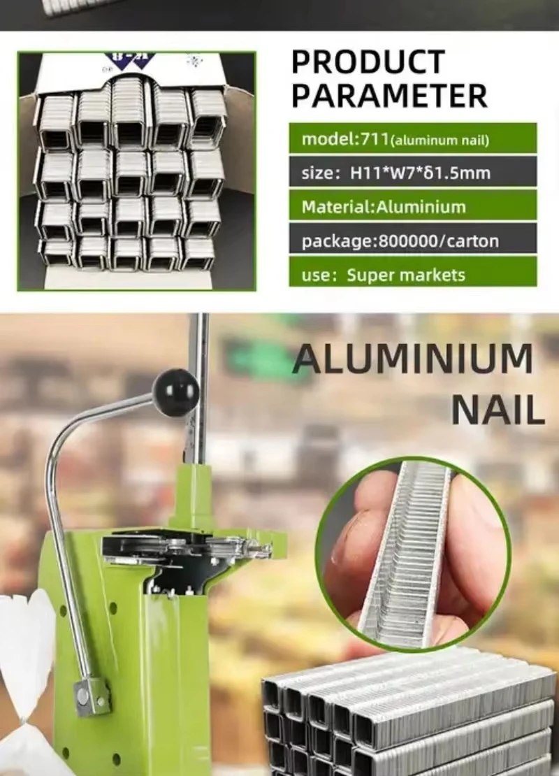 Afbeelding 7: 711 Aluminium Nagelmachine Supermarkt Speciale Groente- en Fruit Bulk Plastic Zak Sluitmachine Supermarktmachine