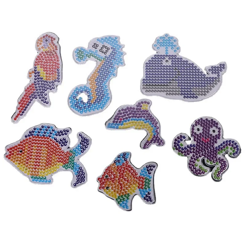 Hama Bead Criativo Modelo dos desenhos animados, Handmade Magic Bean Board, Ferramenta de moagem transparente, Seafood Animal Design, DIY, 5,0 milímetros