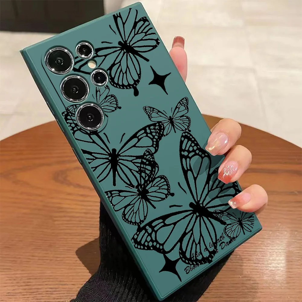 Black Butterfly Fashion Phone Case For Samsung Galaxy S25 S24 S23 S22 S21 S20 S10 Note 20 10 Lite Ultra Plus FE 4G 5G Cover